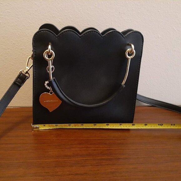 Like Dreams Scalloped Top Black Bag with Heart Charms - Picture 13 of 16